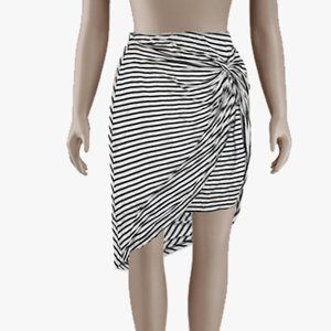 🔆 asymmetrical high waist striped twist front knot midi bodycon fitted skirt